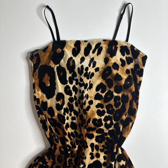 Forever 21 McBling Y2K Leopard Cheetah Velvet Mini Dress M Club Baddie Glam - Picture 5 of 11